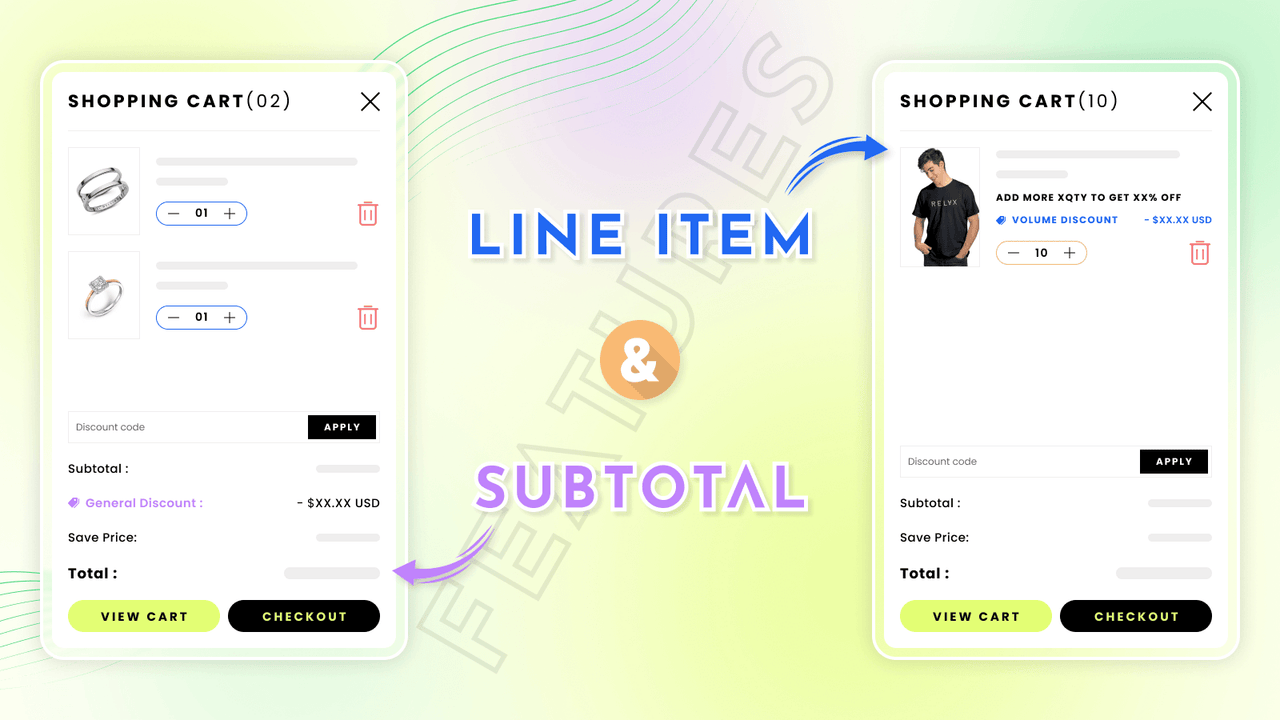 Line item and subtotal based configuration in discount