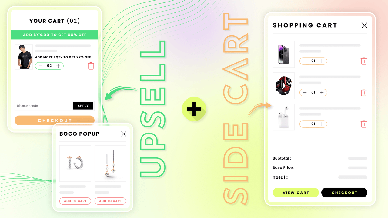 Upsell and SideCart discount help you increase AOV.