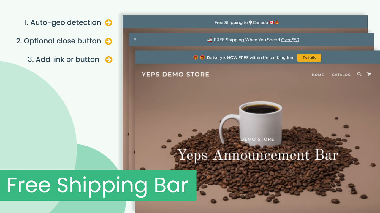 Yeps Free Shipping Bar