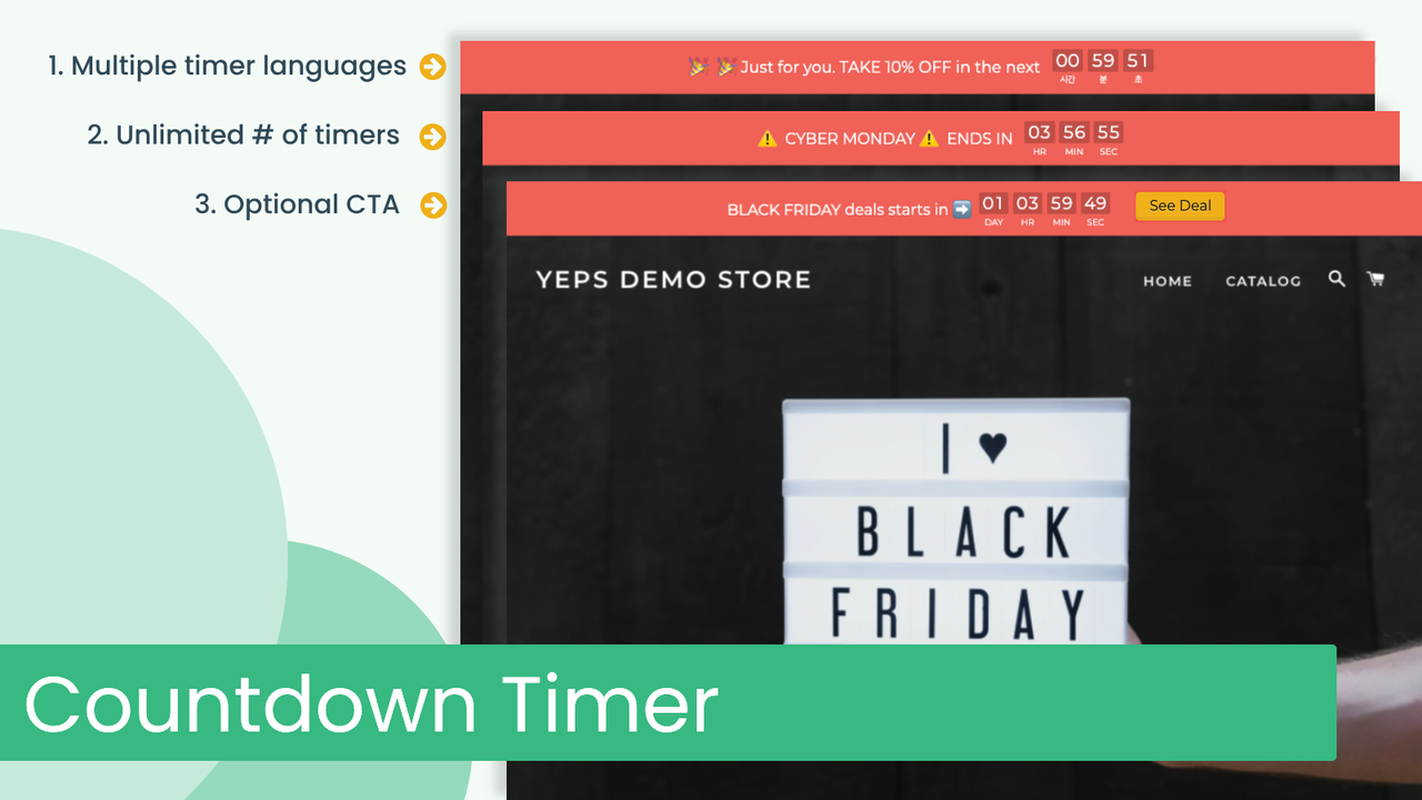 Yeps Countdown Timer Bar, Flash Sales Timer, Sales Countdown Bar