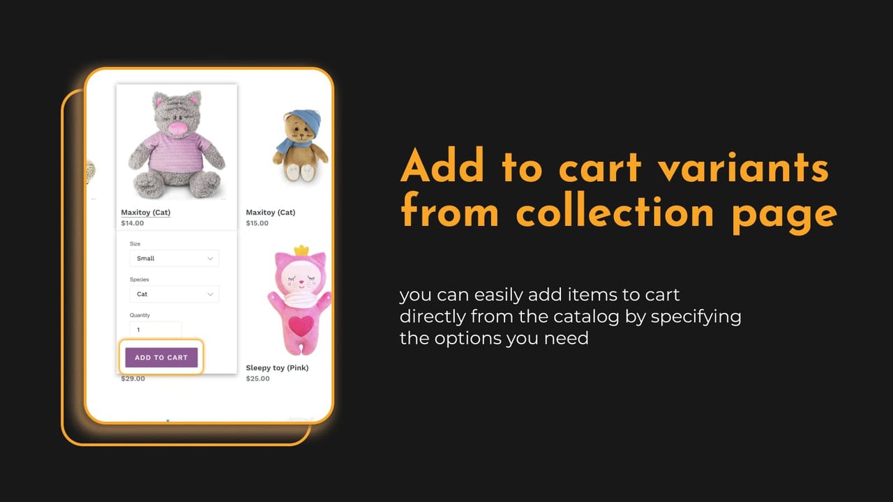 Add variants to cart directly from collections page – Shopify