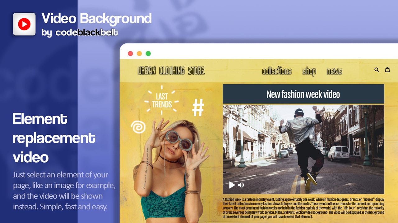 Easily replace any element from your website for a video