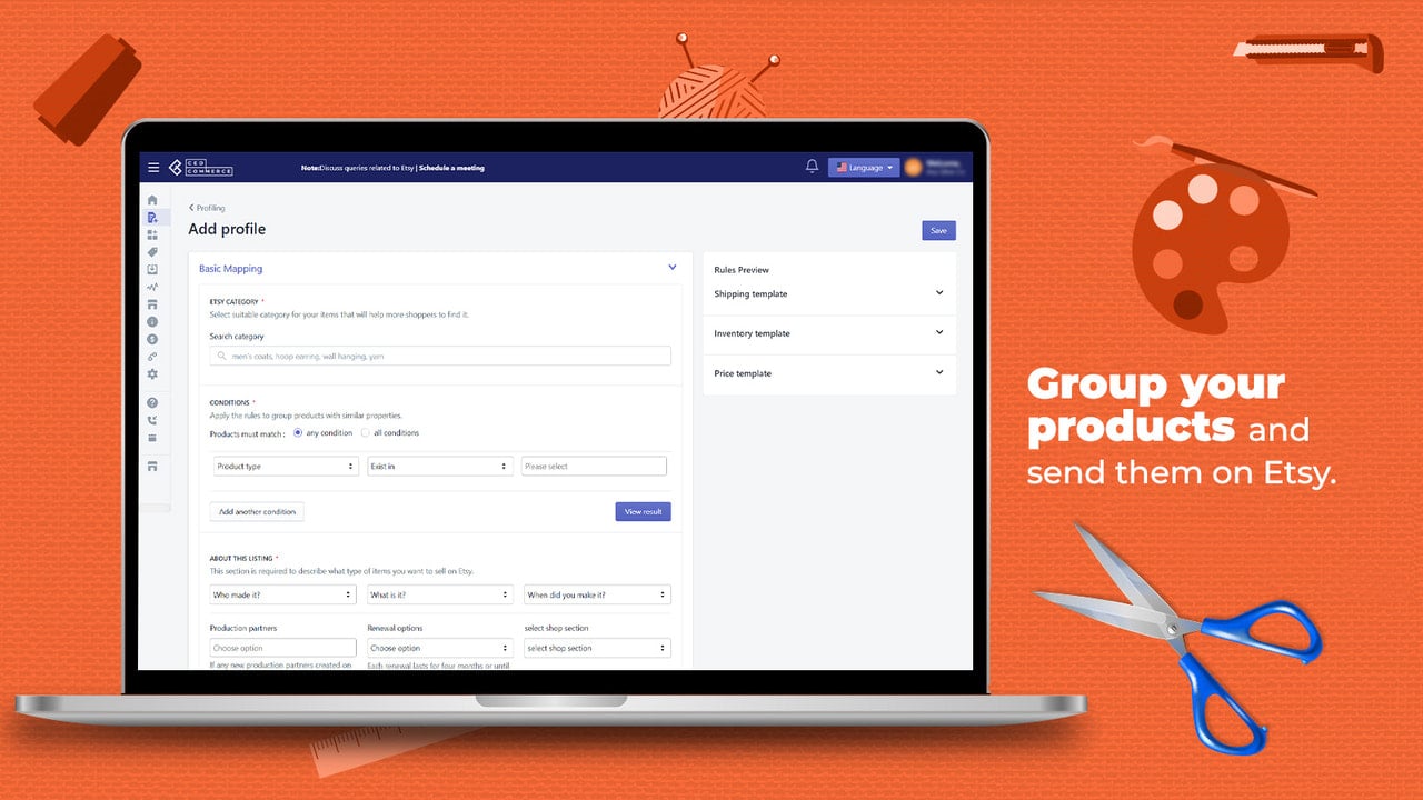 Create profile to group your products