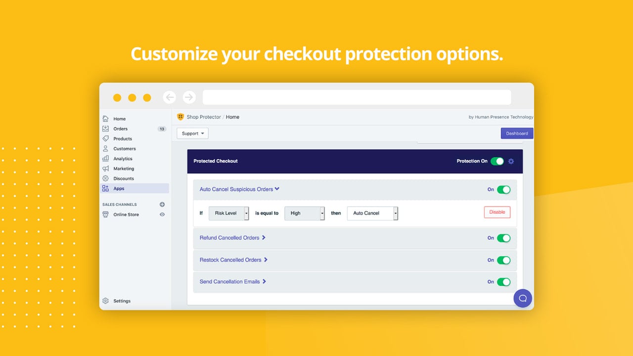 Customize your checkout protection options on SP Plus.