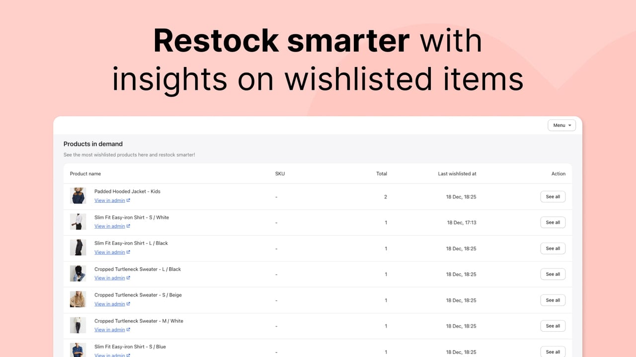 Restock smarter with insights on wishlisted proructs