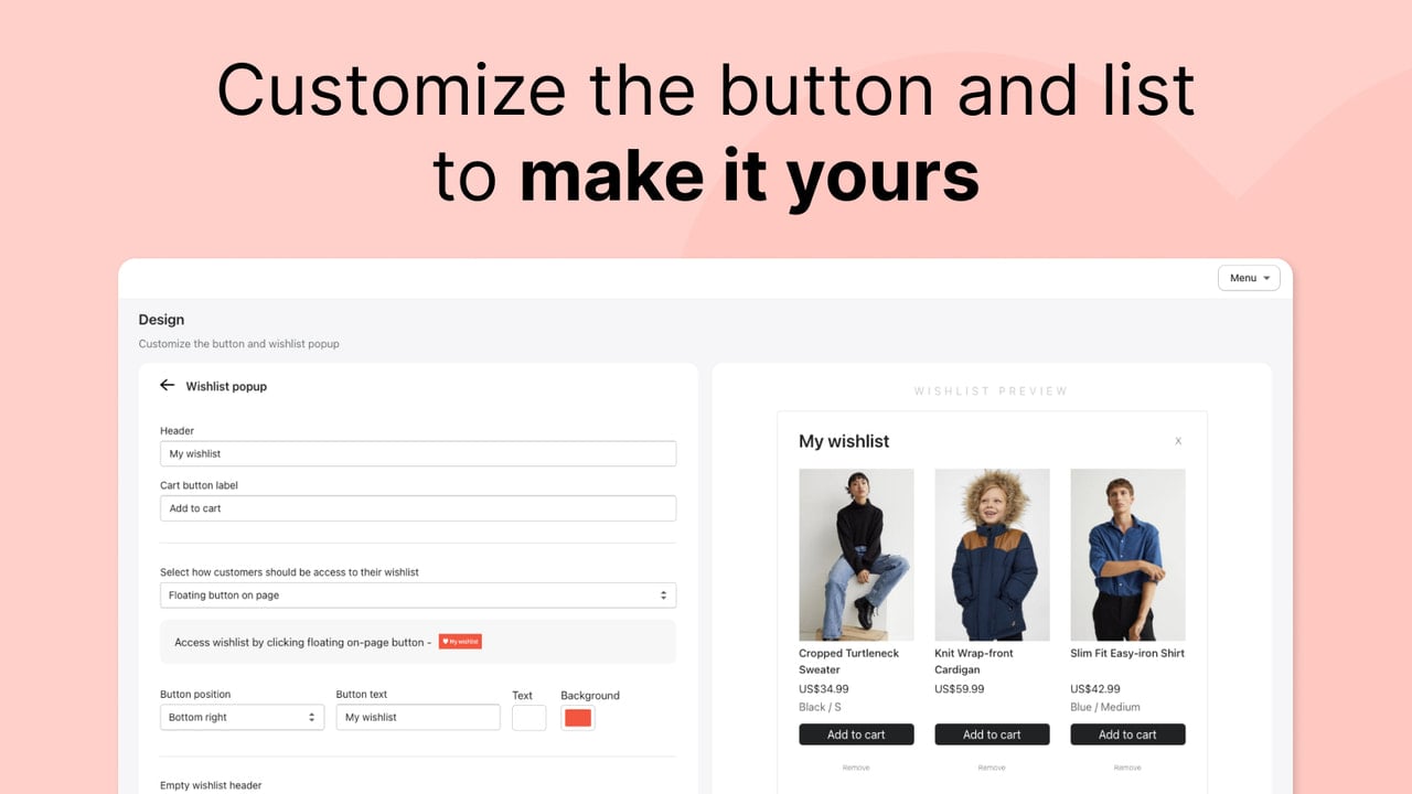 Customize the button and wishlist to make it yours