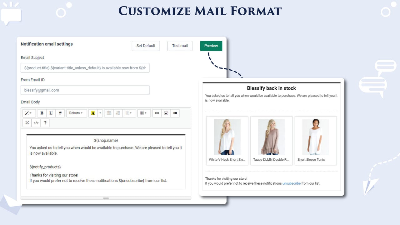 Customize mail format