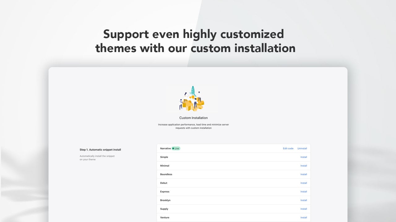 Application custom installation page