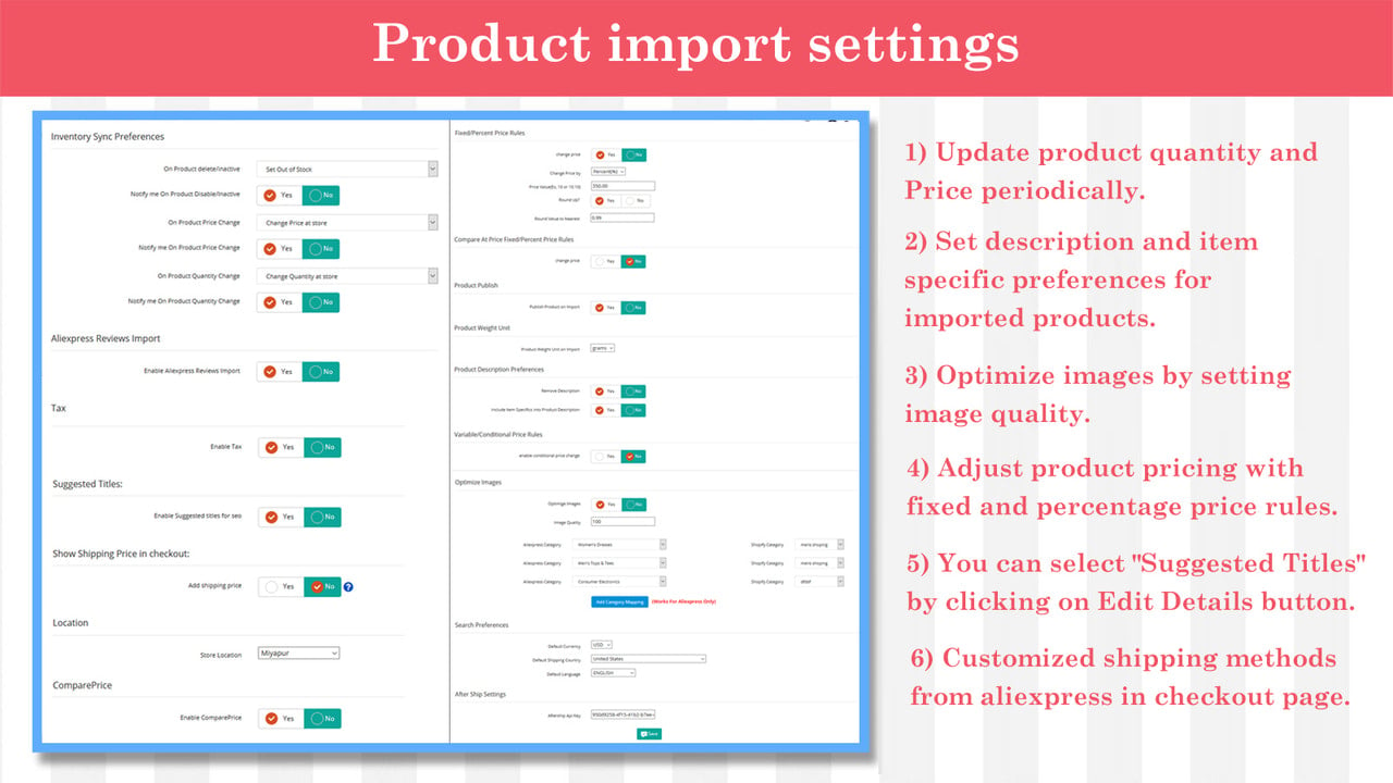 Product import settings