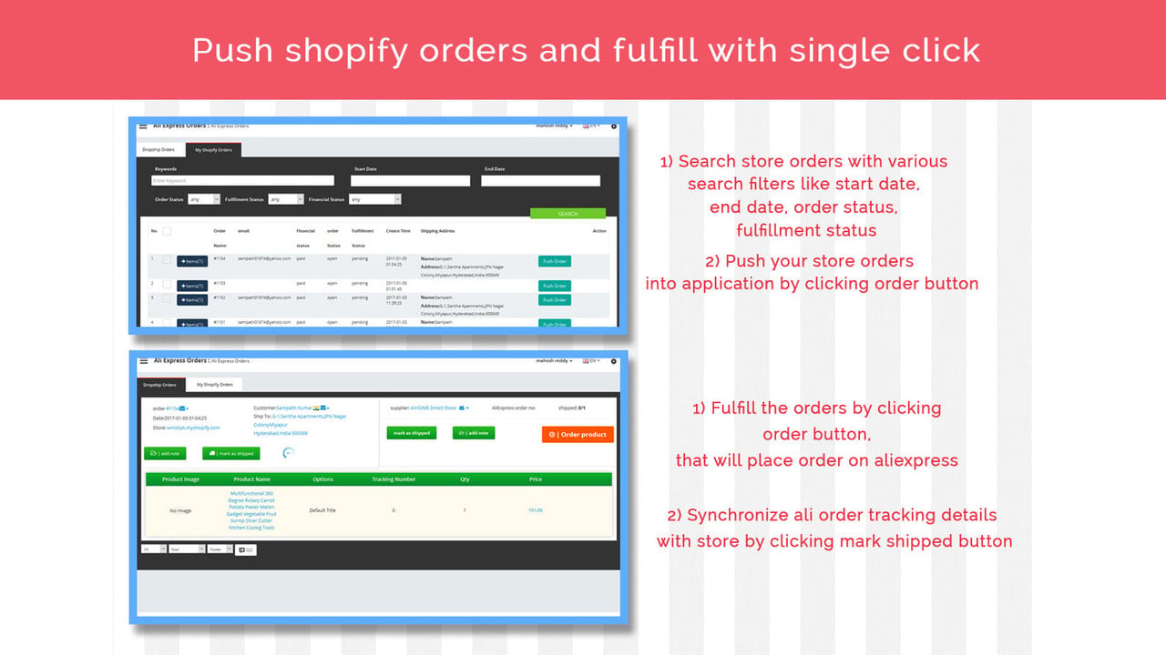 Fulfill orders with single click