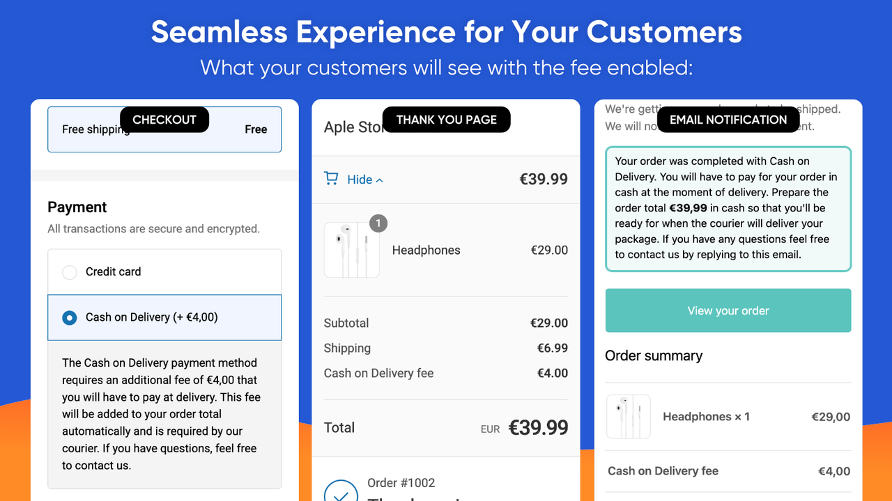 Seamless experience for your customers during the purchase