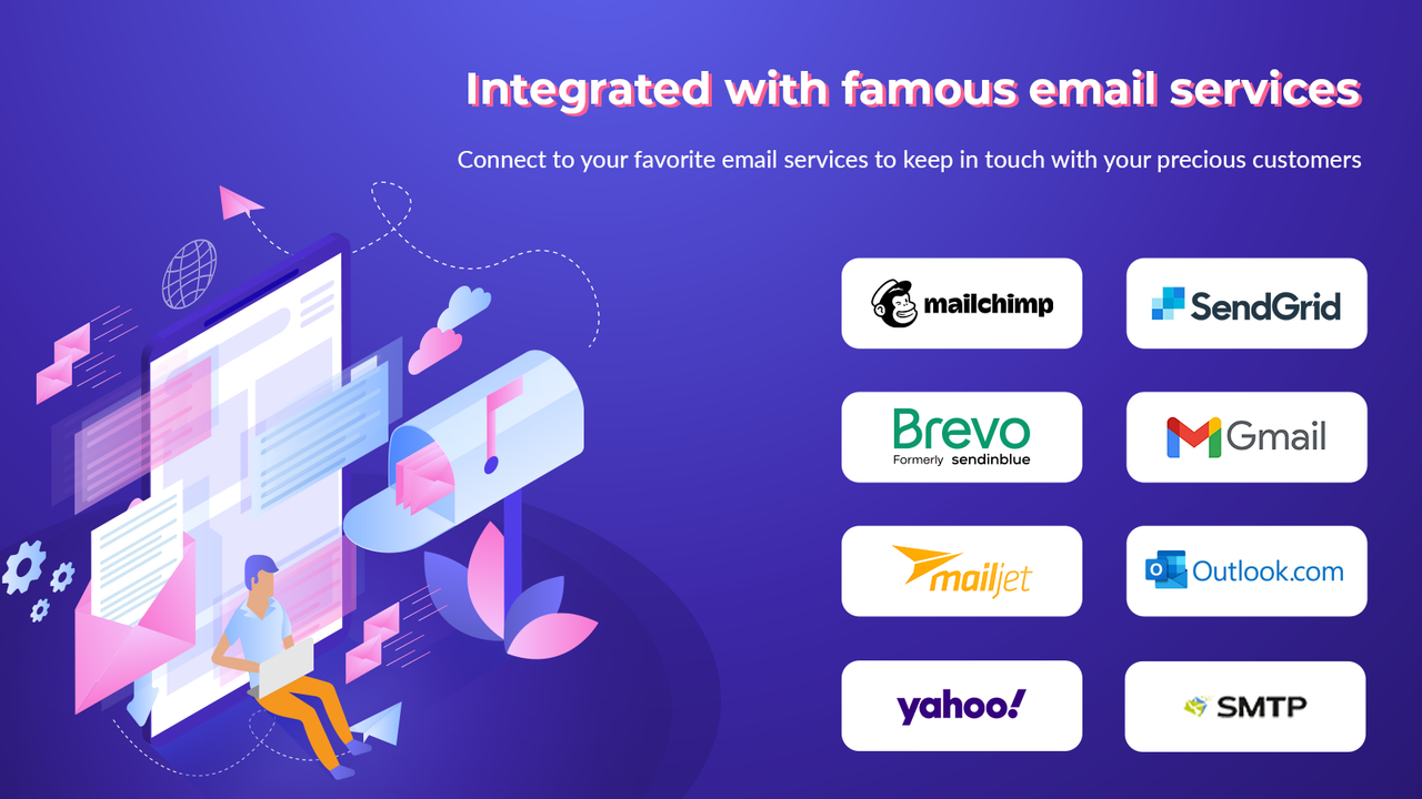 Integrated with famous email services