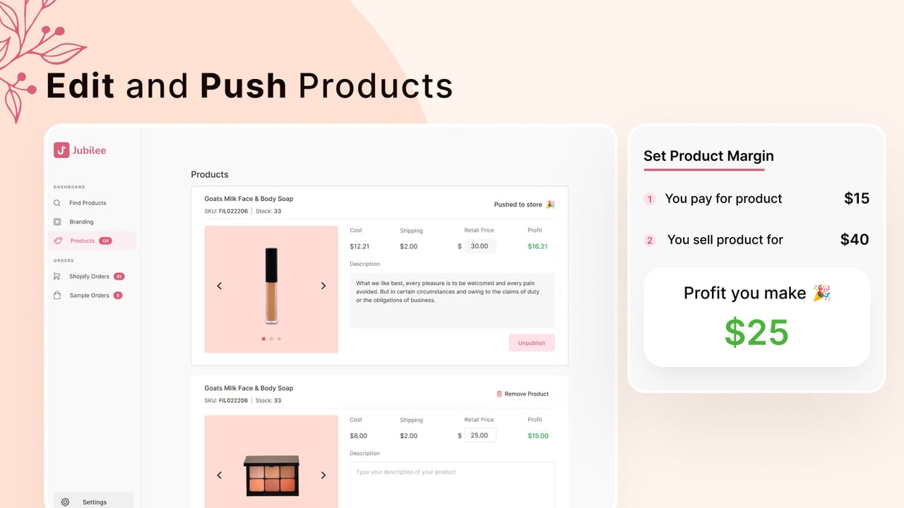 Edit products and push to store