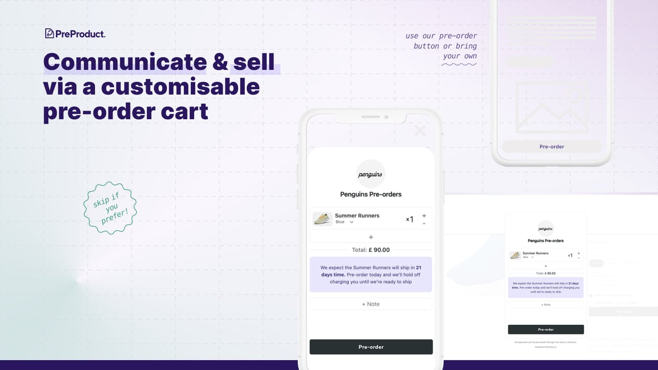 Communicate & sell via a customisable pre-order cart