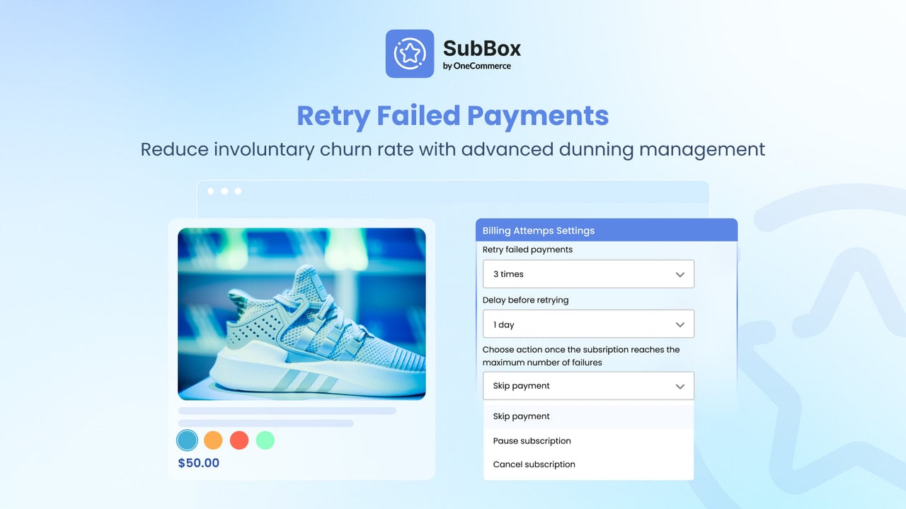 Retry failed payments with dunning management