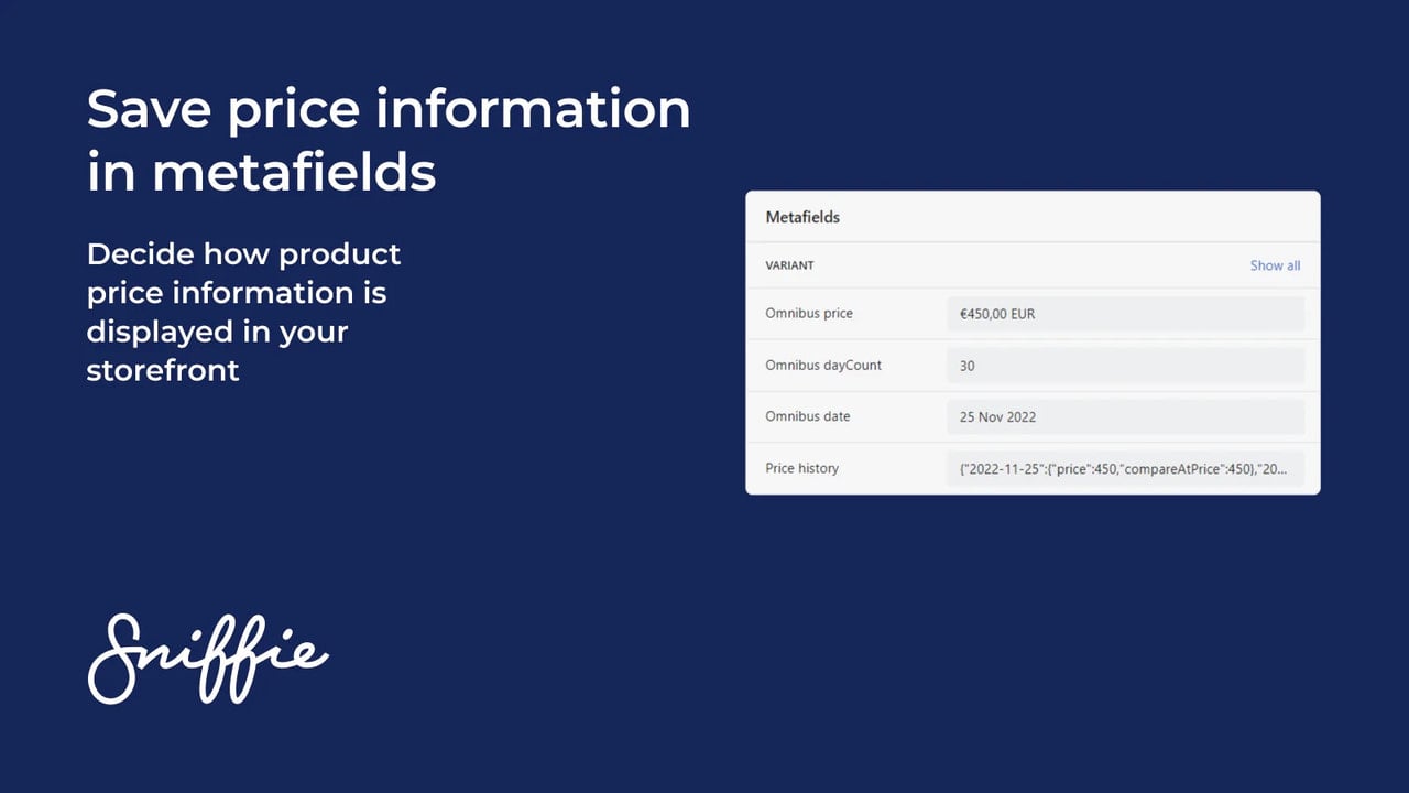 Save your price history to Shopify metafields for compliance