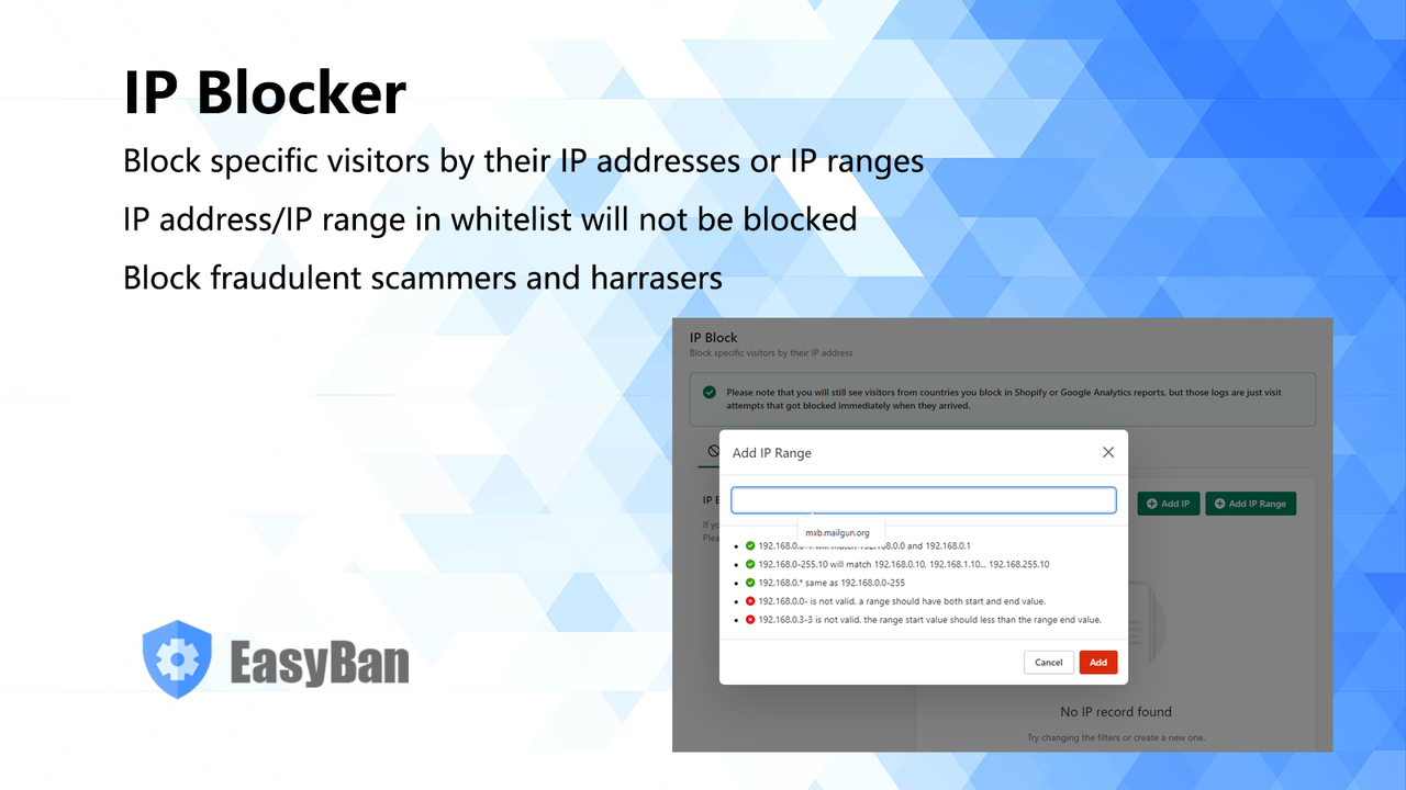 Block visitors by Specific IP addresses/IP ranges