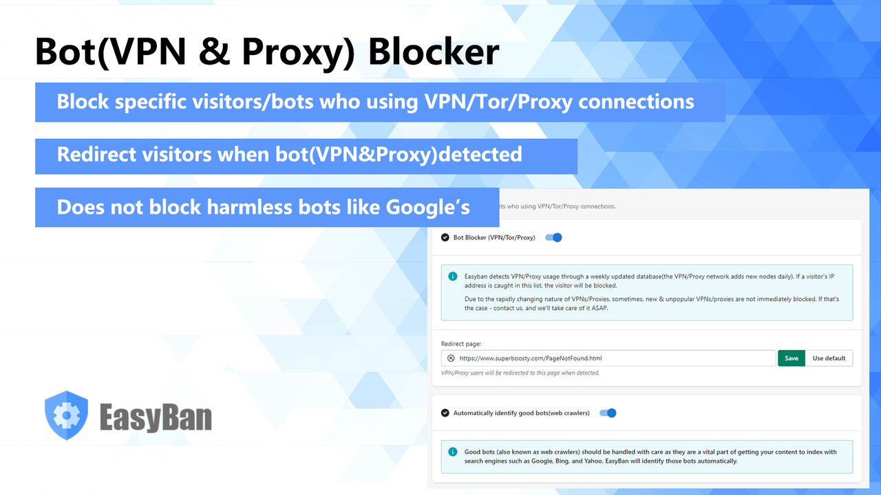 Block Bad/Spam bots, Block VPN/Proxy/Tor users