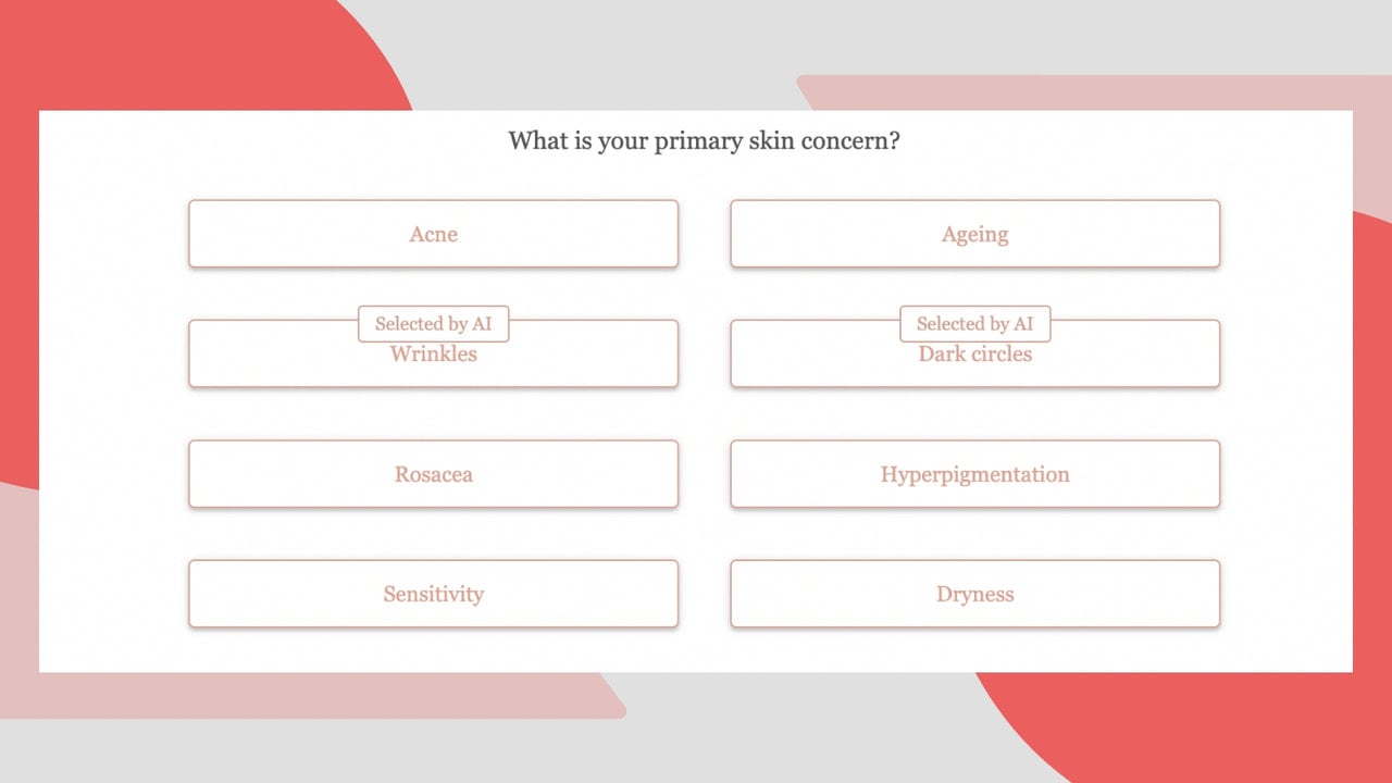 Auto selection of skin & hair concerns, skin tone, undertones