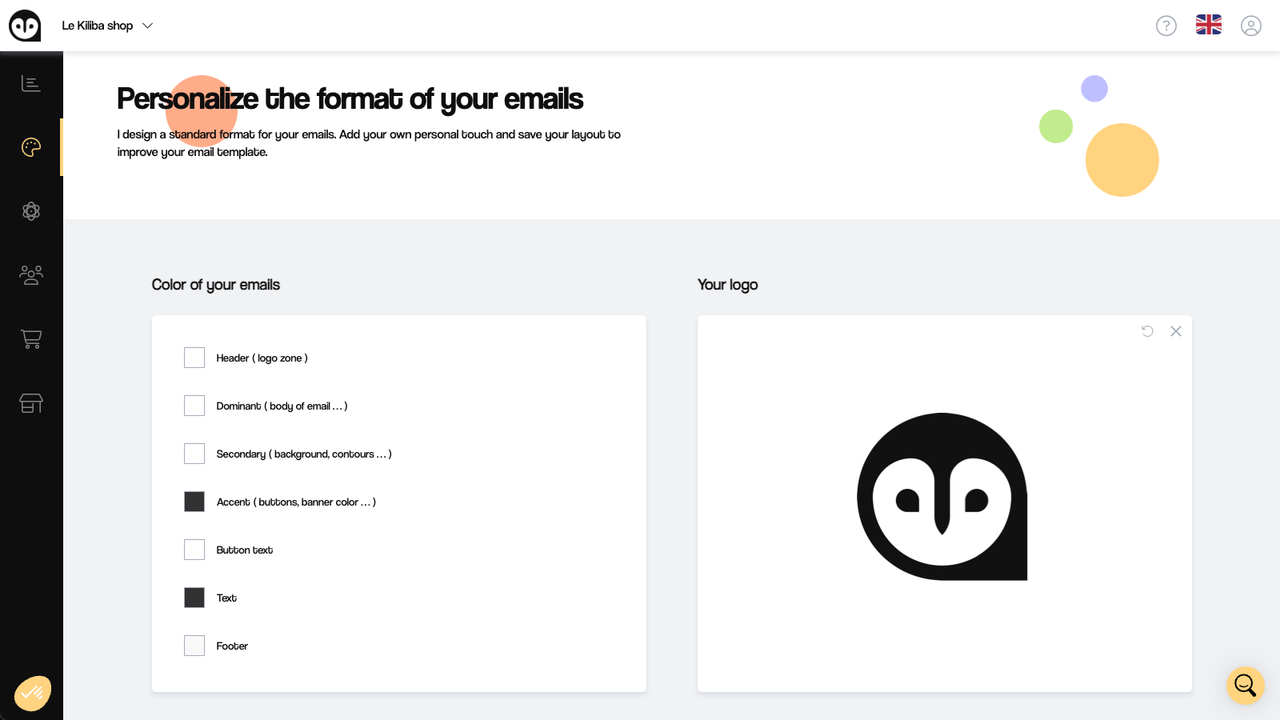 Customisation dashboard