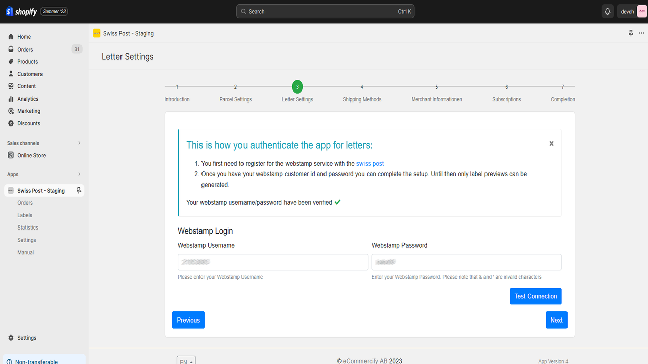 Webstamp Settings