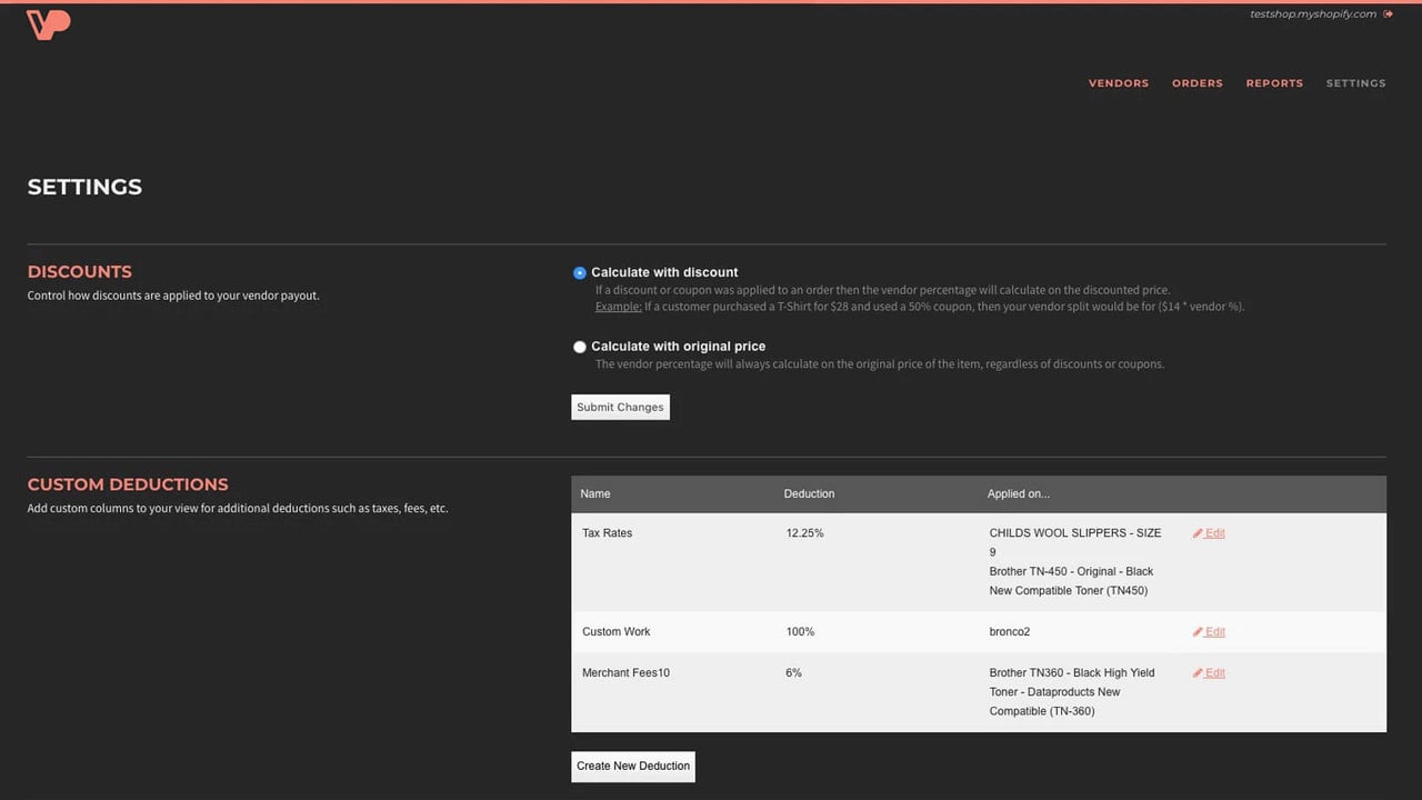 settings page