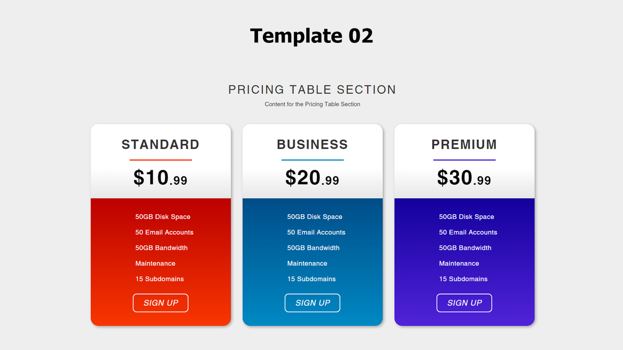 Pricing Table 02