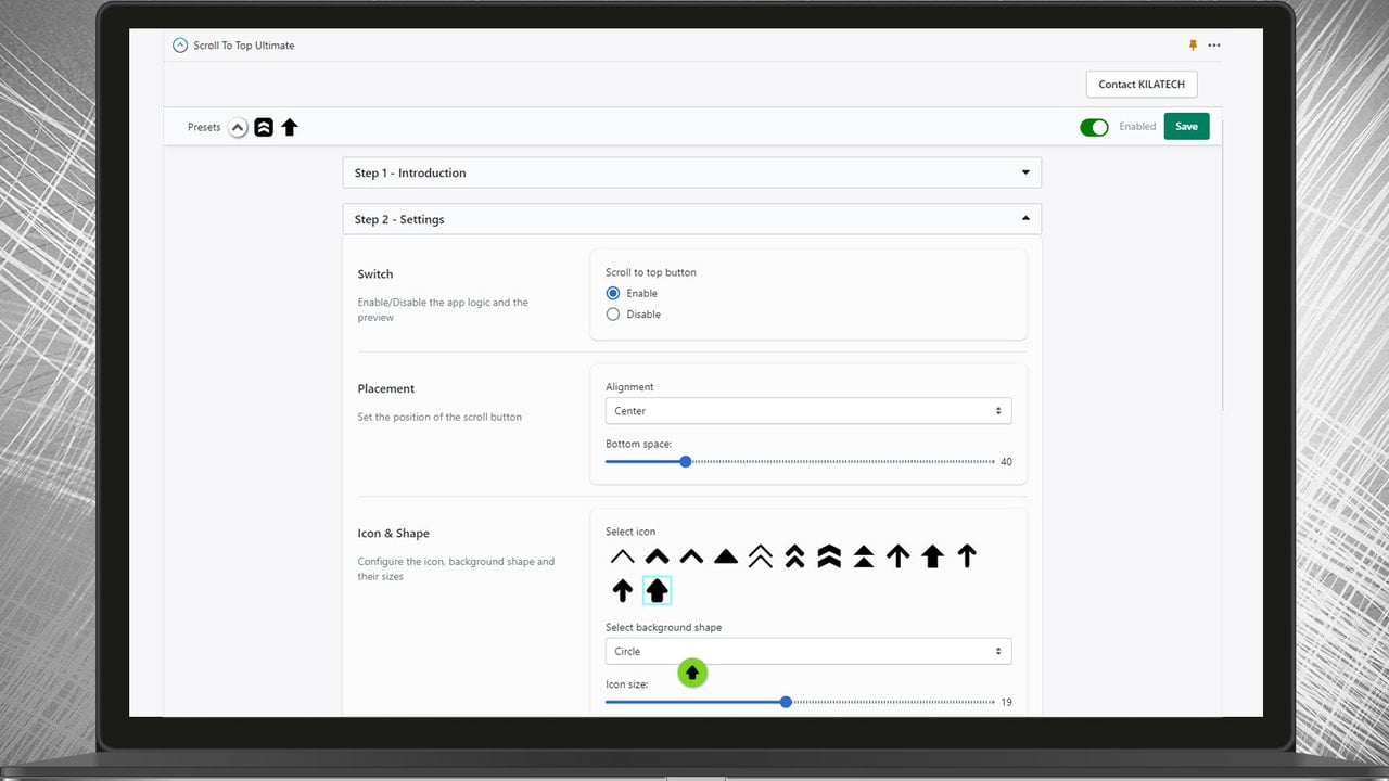 bring up page settings step 2