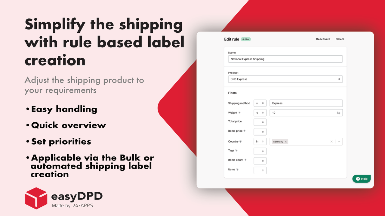 Simplify the shipping with rule based label creation