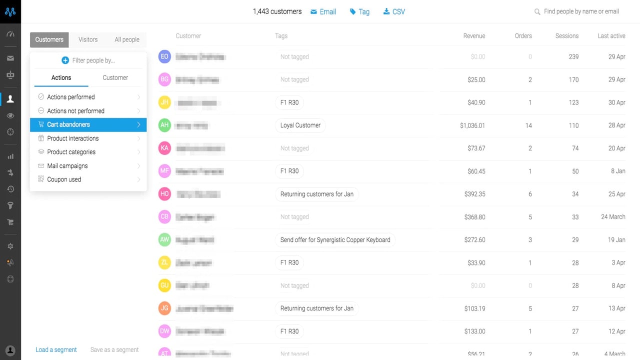 Customer segmentation in Metrilo