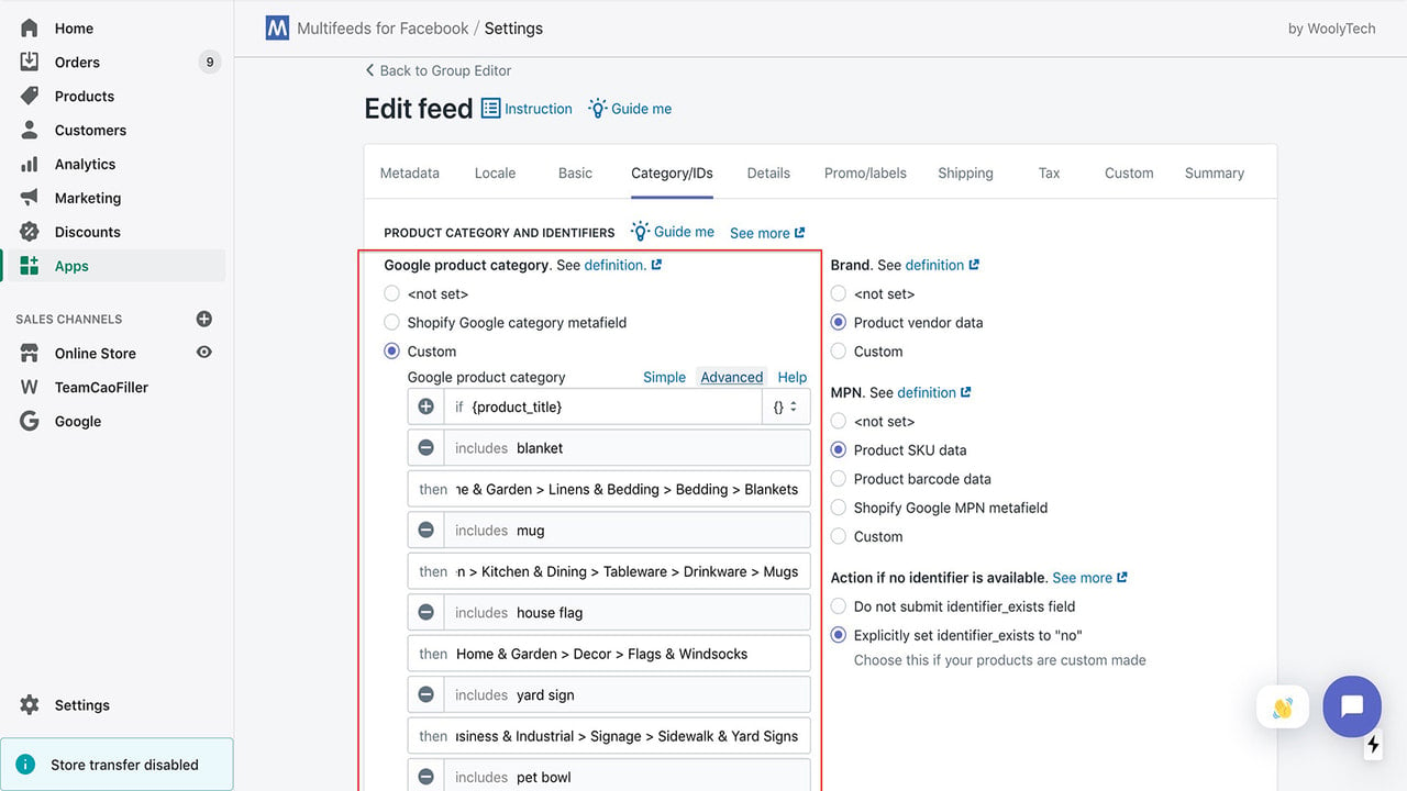 Powerful rule based settings