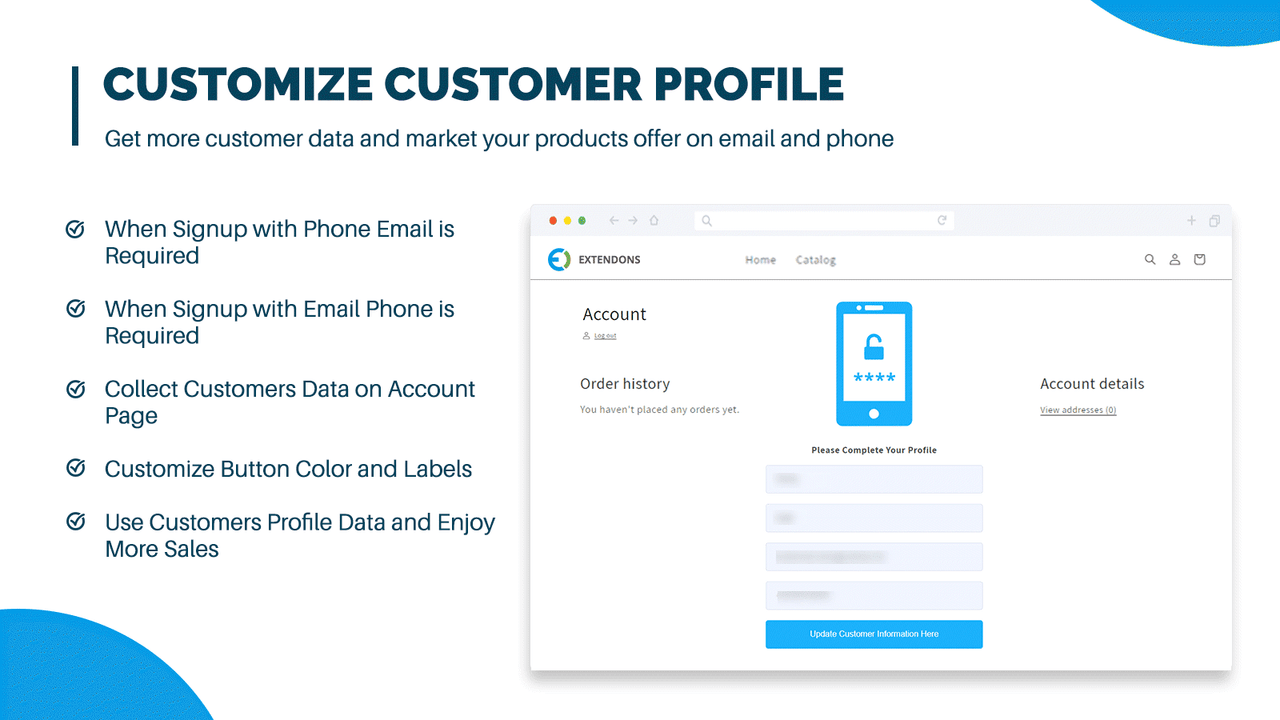 Users can Enter their Email ID on Account Page