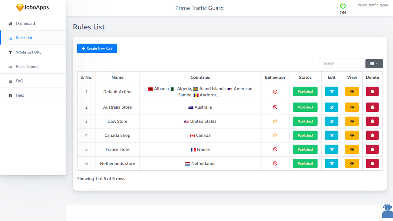 Blokr Country Redirect & Block rules list