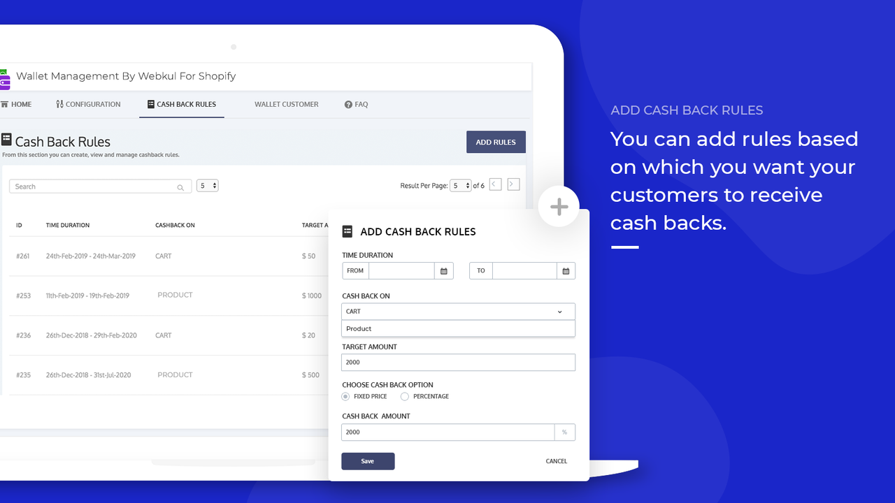 wallet app - cashback rules