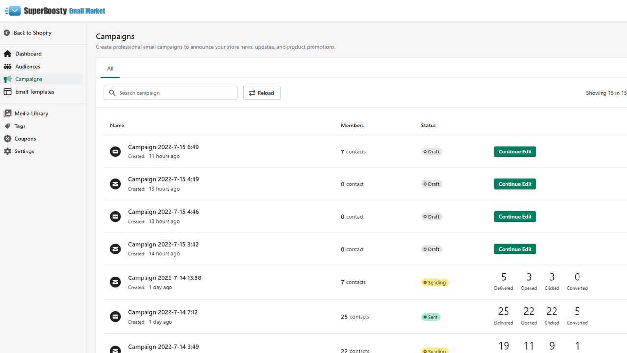 E-mail delivery status at a glance