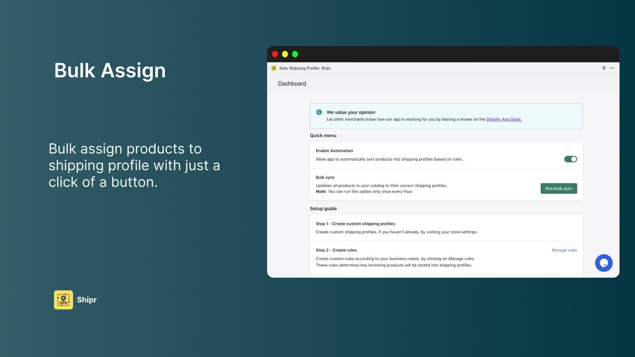 Bulk assign products to shipping profiles with just one click