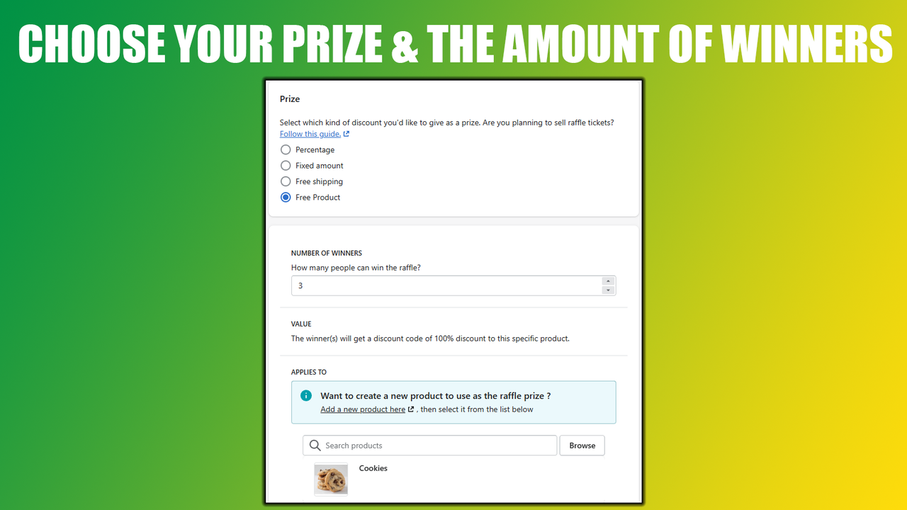 choose a prize and winner amount