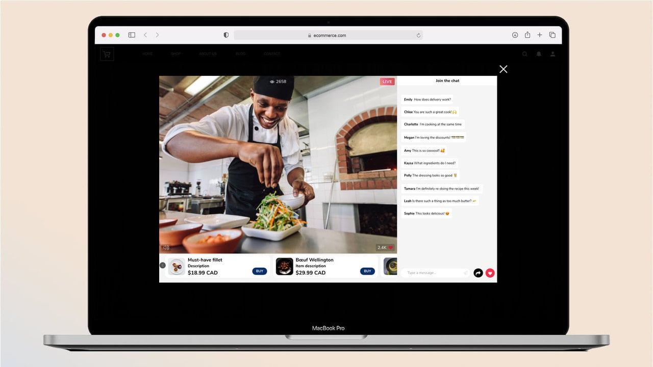 Live Shopping Desktop Embed View - Live Chat