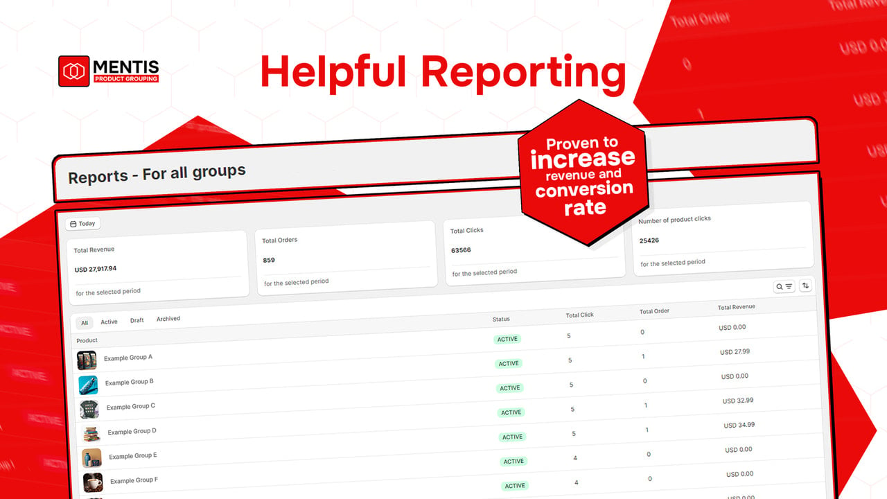 Track clicks and purchases for each product grouping