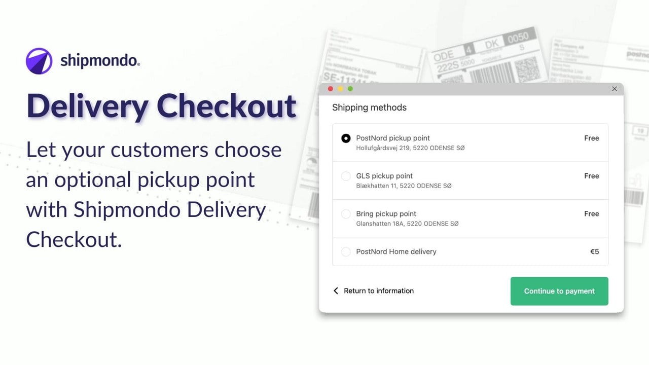 Let your customers choose pickup point and parcelshop