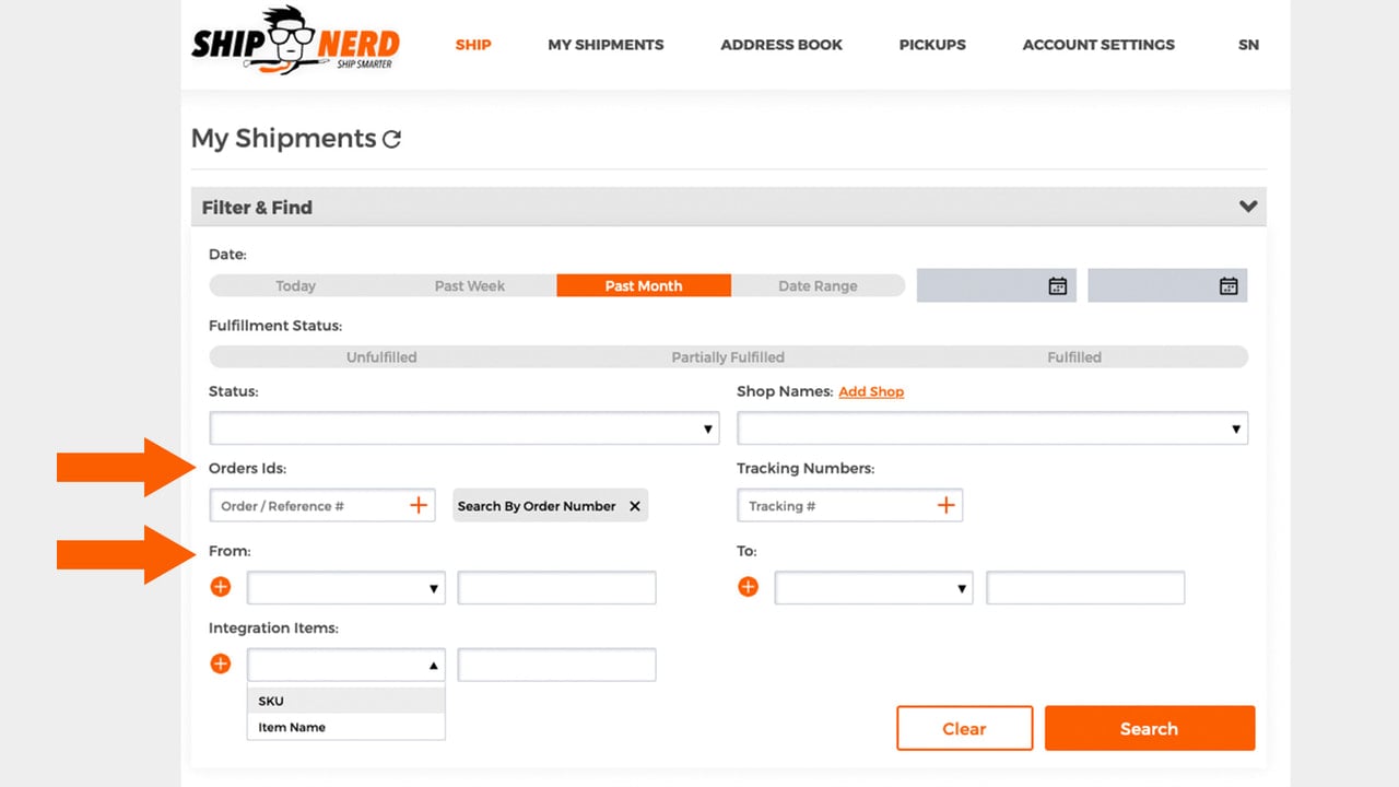 Search orders by Order number, products, and SKUs