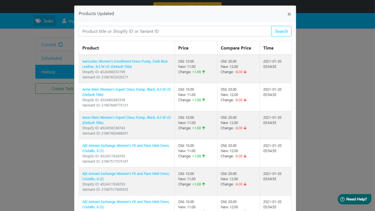 View product change history