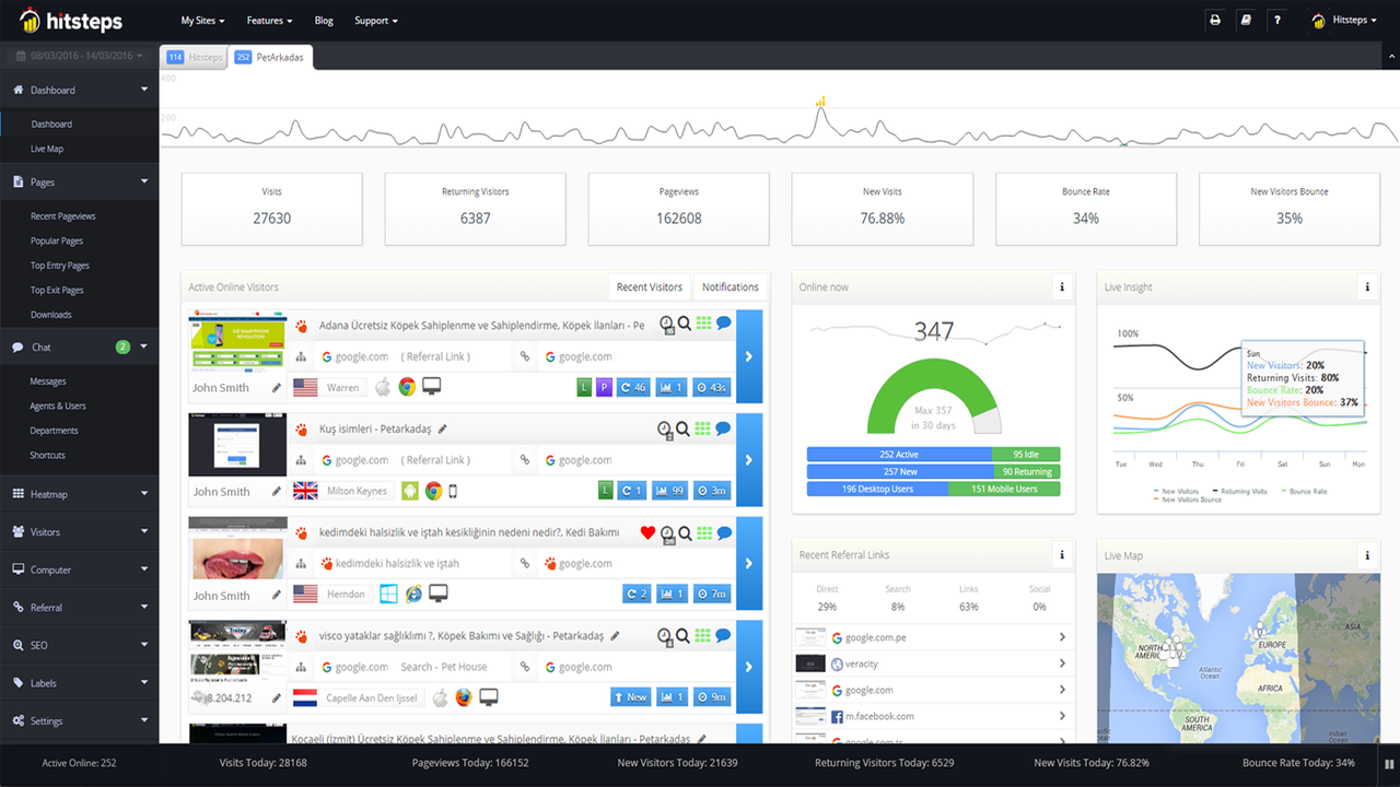 Hitsteps Web Analytics Dashboard