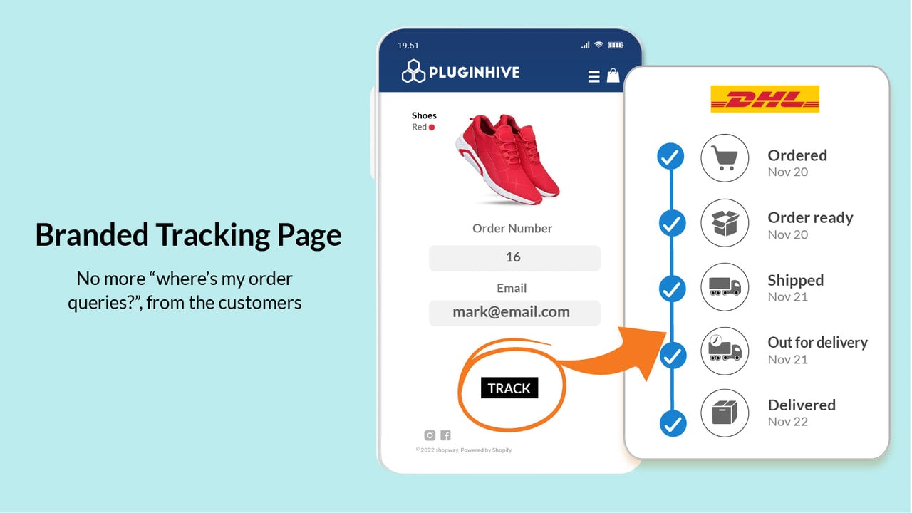 Branded Tracking Page to let customer track orders in real-time.