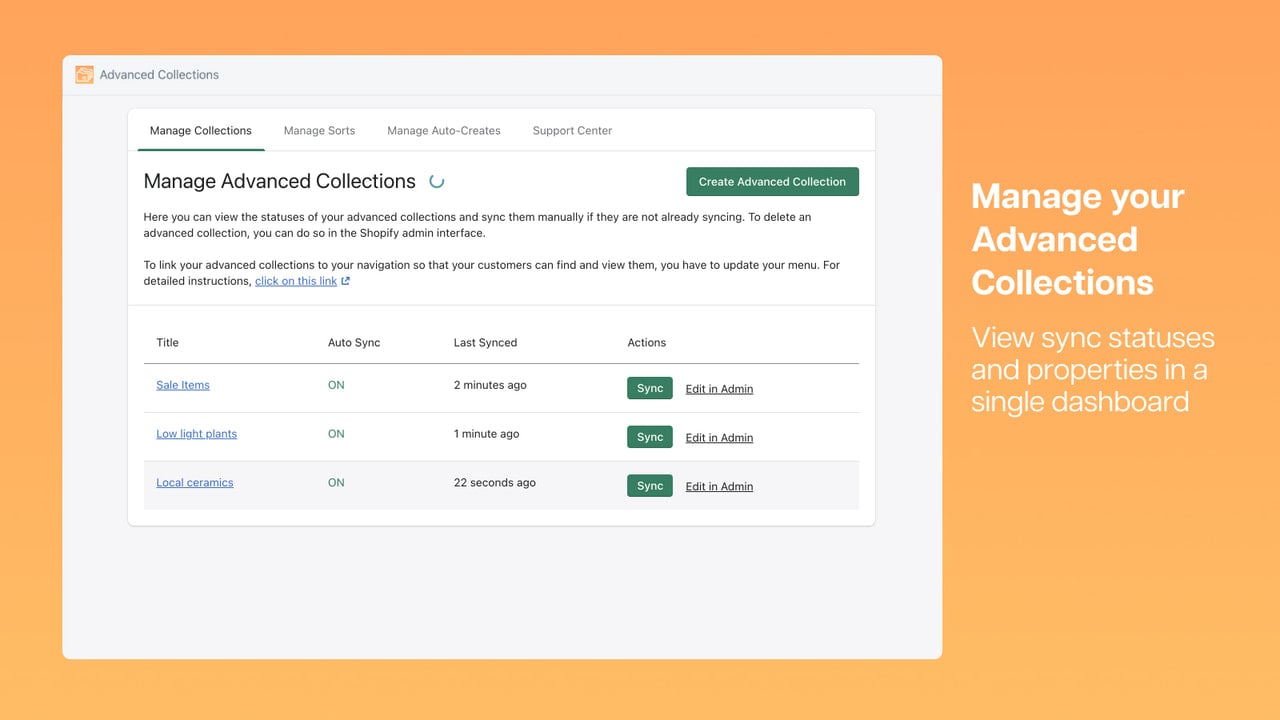 Manage your advanced collections