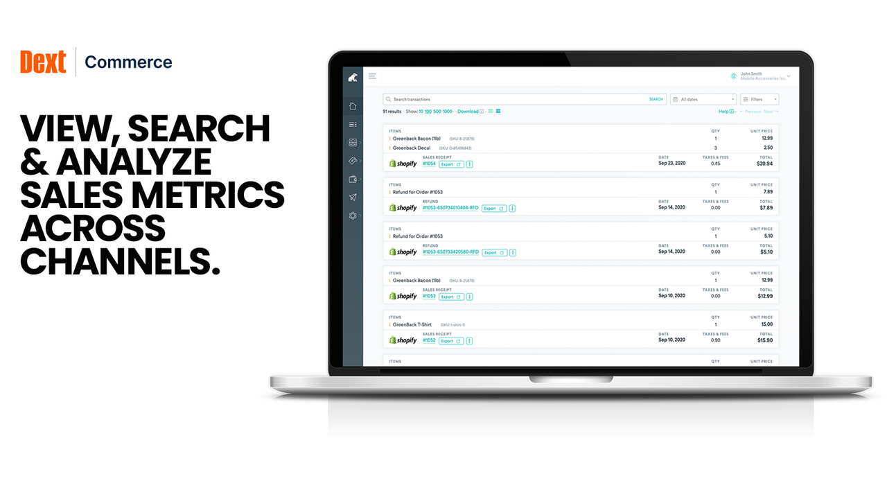 View, search & analyze sales metrics across channels