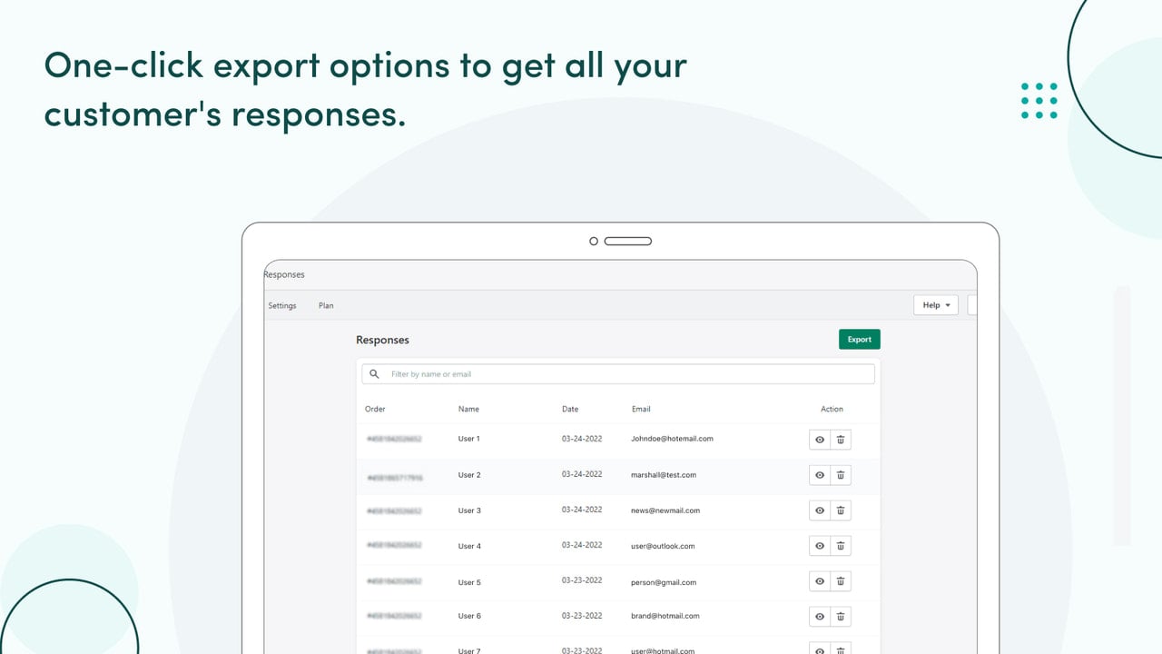 Simplified data transfer with one click export/import options.