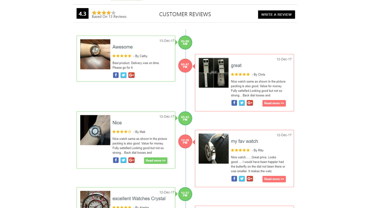 Time Line Layout - - Reviews - Product reviews - photo reviews