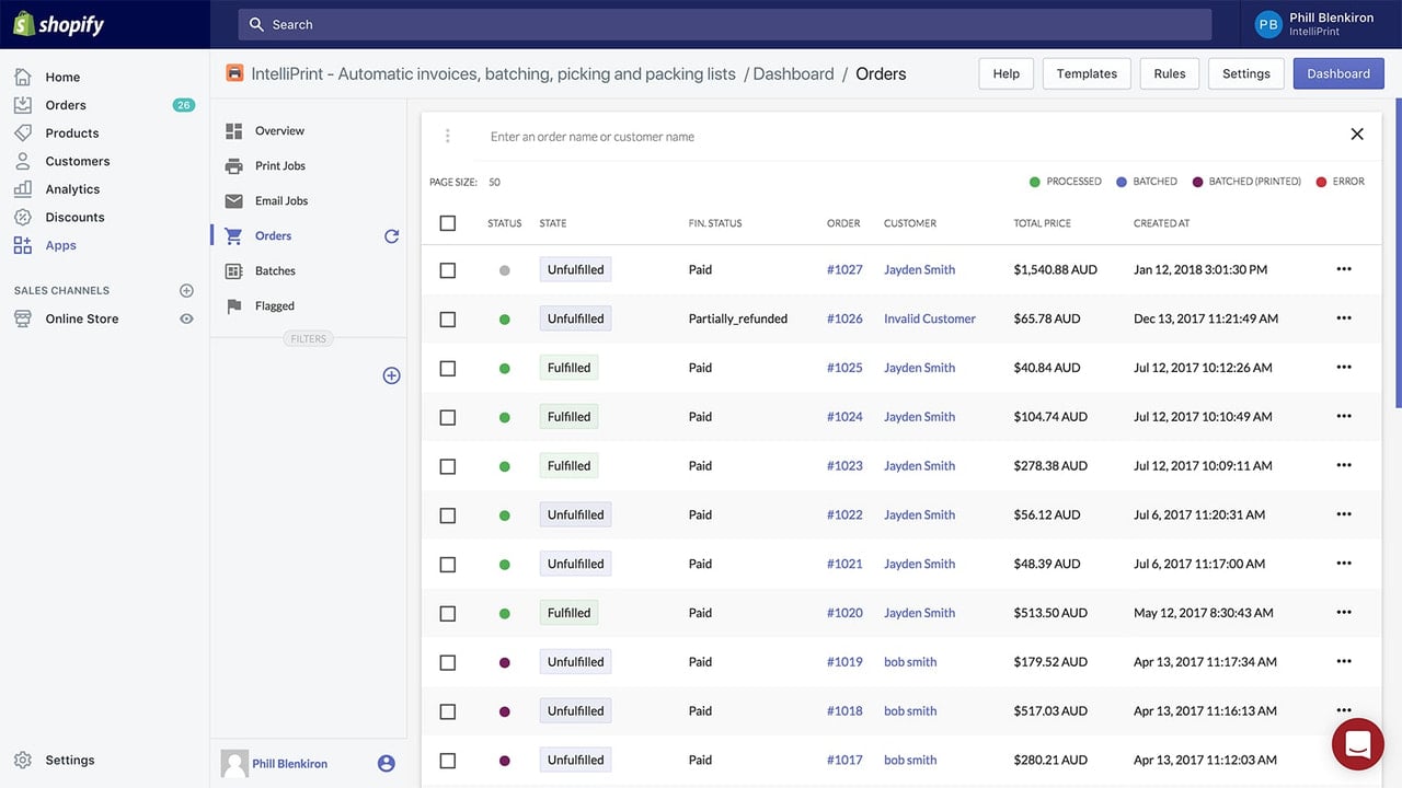 Print, download and email invoices easily