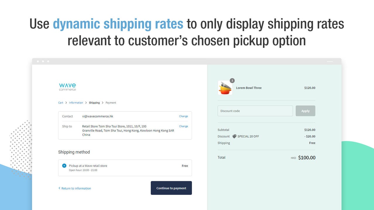 Use dynamic shipping rates to only display relevant rates